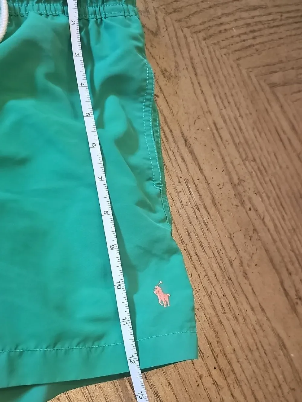 Polo by Ralph Lauren Green Swim Trunks with Coral Lining Size 7